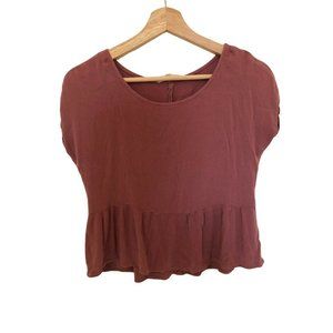 Pink Rose Pink Top Short Sleeve Blouse with Ruffle Bottom Women's Size XS